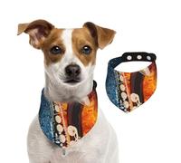 Saxofón en Llamas y Hielo,Pañuelos de algodón para Perros, Bufandas Ajustables para Mascotas,L