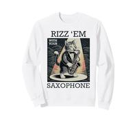Saxofón Gato Jazz Música Saxofonista Gatito Saxofonista Sudadera