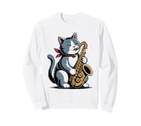 Saxofón Gato Jazz Música Saxofonista Gatito Saxofonista Sudadera