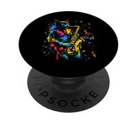 Saxofón Gato Jazz Música Splash Art PopSockets PopGrip Adhesivo