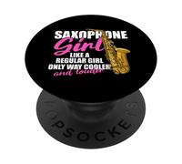 Saxofón Girl Saxofón Jugador Saxofón PopSockets PopGrip Adhesivo