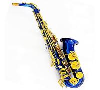 Saxofón Grabados A Mano Cuerpo Azul Lacado En Oro Teclas Tono Eb Saxofón Alto Con Boquilla