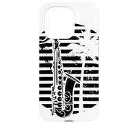 Saxofón Gráfico Saxofonista Instrumento de viento Carcasa para iPhone 15 Pro