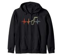 Saxofón Heartbeat Saxofón Profesor Jazz Música Sudadera con Capucha