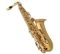 Saxofón Instrumento Musical De Saxofón De Oro Lacado De Latón Plano Alto E Con Guantes De Lengüeta De Boquilla De Caja