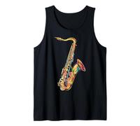 Saxofón Instrumento Musical Motivo Ilustración Saxofón Camiseta sin Mangas