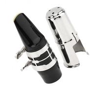 Saxofón Instrumentos Accesorio Boquilla De Saxofón Alto Drop E, Ligadura De Flor Tallada, Tapa De Latón, Piezas De Boca De Saxofón De Baquelita (Color : Silver)