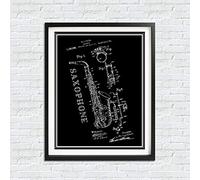 Saxofón Jazz Arte de la pared Carteles e impresiones de planos antiguos Pintura de música de saxofón Banda de marcha Cuadros de pared Decoración del hogar 20x25cm (8 "x10") Sin marco