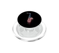 Saxofón Jugador de saxofón músico Bandera Estadounidense Amante del Goteo de Estados Unidos PopSockets PopGrip para MagSafe