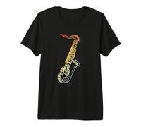 Saxofón Line Art Retro Style Jazz Music Camiseta Premium