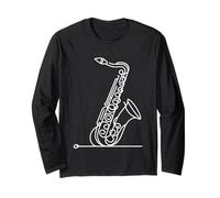 Saxofón Línea Arte Música Instrumento Jazz Diseño Manga Larga
