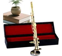 Saxofón Model - Brass Mini Saxofón Model | Small & Large Size Miniature Soprano Saxop.hone | Decorative Collectible With Stand & Bag | Creative Gift For Christmas, Birthday, Living Room