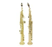 Saxofón para principiantes, para amantes de la música, saxofón soprano, tubo recto de latón, instrumento musical profesional con caja de piezas y accesorios (dorado)