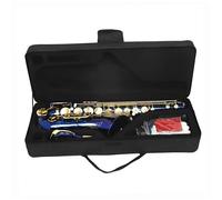 Saxofón Para Principiantes Saxofón Tenor Azul Dorado B Saxofón Plano Principiante Con Estuche Portátil Kit De Caña Guantes Correa Para El Cuello(A)