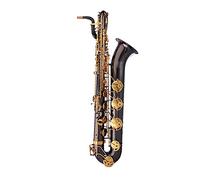 Saxofón plano Baritone E - Saxofón plano de latón negro niquelado para estudiantes y profesionales con boquilla y estuche rígido