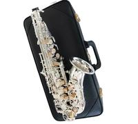 saxofón principiante Saxofón Agudo Con Cuello Curvo, Instrumento De Saxofón Saxophone De Latón Plateado Y Níquel Para Estudiantes Con Estuche