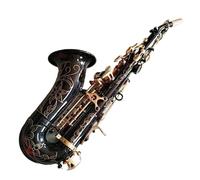 Saxofón Principiante Saxofón Agudo Pequeño De Tubo Curvo En Si Bemol Saxofón Agudo Profesional Saxofón Negro Dorado(Bag A)