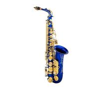 Saxofón Profesional Eb Saxofón Alto Latón Mi Flat Sax 802 Instrumento De Viento De Madera Tipo Llave Con Varilla Guantes De Tela Correa Estuche Acolchado(Blue)