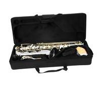 Saxofón Profesional Principiantes Y Adultos Saxofón Dorado Plateado Bb Saxofón Tenor Instrumento Musical De Latón Profesional Con Estuche Y Cepillo(B)