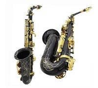 Saxofón Profesional Saxofón Alto Dorado Negro Saxofón Alto Eb Material De Latón Con Correa Soporte De Tela(B)