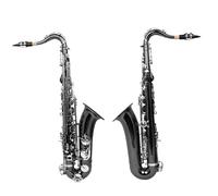 Saxofón Profesional Saxofón Negro Plateado Bb Saxofón Tenor Instrumento Musical De Latón Profesional Con Estuche Kit De Cepillos(A)