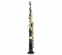 Saxofón Profesional Saxofón Soprano Llave De Oro Negro Bb Saxofón Recto De Latón Plano Instrumento De Viento De Madera Con Estuche Guantes De Tela