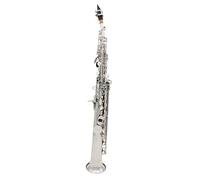 Saxofón Profesional Saxofón Soprano Plateado Bb Saxo Recto De Latón Plano Instrumento De Viento De Madera Con Estuche Piezas De Guantes De Tela