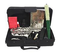 Saxofón Profesional Saxofón Soprano Profesional B Saxofón Plano Latón Plateado Con Estuche Correa Para El Cuello Piezas De Lengüetas Instrumento De Viento De Madera
