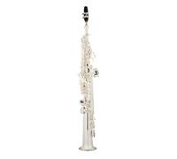 Saxofón profesional Saxofón soprano recto plateado Bb Saxofón recto de latón plano para saxofón principiante Instrumento de viento de madera Kit para principiantes