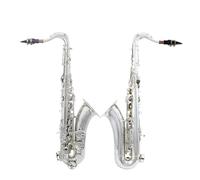 Saxofón Profesional Saxofón Tenor Bb Cuerpo De Latón Teclas De Concha Blanca Saxofón Con Estuche Para Saxofón Accesorios Instrumentos Profesionales De Viento De Madera(Silver)