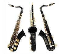 Saxofón Profesional Saxofón Tenor Negro Dorado Si Bemol Principiante Con Estuche Kit De Caña Guantes Correa Para El Cuello(B)