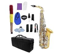 Saxofón Saxofón Eb De Latón Brillante E-flat Cuerpo Grabado Saxofón Instrumento De Viento Con Estuche Guantes