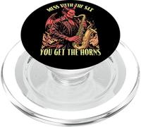 Saxofón Saxofonista Mess with Sax Get Horns Devil Music PopSockets PopGrip para MagSafe