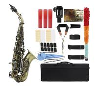 Saxofón Saxophone Bb B Saxofón Plano Rojo/cian Antiguo Imitar Saxofón De Patrón Tallado Clásico Con Accesorios De Caja (Color : Cyan antique)