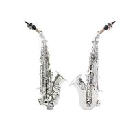 Saxofón Saxophone Bb, Cuerpo De Latón, Juego De Saxofón Plano B Niquelado Con Estuche, Accesorio Para Saxofón, Instrumentos Profesionales De Viento De Madera (Color : Silver)