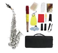 Saxofón Saxophone Bb Cuerpo De Latón Teclas Talladas Teclas Blancas Saxofón Con Accesorios (Color : Silver)