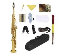 Saxofón Saxophone Bb Dorado, Tubo Recto De Latón, Instrumento De Viento De Madera Con Caja De Cuero, Accesorios Para Instrumentos Musicales