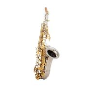 Saxofón Saxophone Bb, Instrumento De Viento De Madera Profesional De Latón Con Llave Dorada, Bañado En Plata, Saxofón Plano B (Color : 01)
