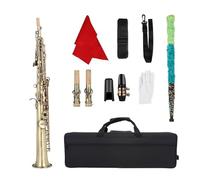 Saxofón Saxophone Bb Recto De Bronce Cian, Instrumento De Viento De Madera Con Patrón Tallado En Oro Lacado, Accesorios Con Estuche