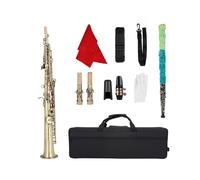 Saxofón Saxophone Bb Recto, Instrumento De Viento De Madera De Calidad, Saxofón Plano B Chapado En Plata, Con Estuche, Accesorios (Color : Cyan Antique)