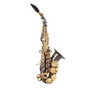 Saxofón Saxophone Bb Tune Latón Dorado Negro Niquelado Cuello Curvo Si Bemol Saxofón Saxophone Instrumento Musical (Color : Bk Ncikel)