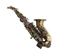 Saxofón Saxophone Curvo Profesional Plano B Simulación De Cobre Antiguo De Calidad Instrumento De Jazz Saxo Saxophone Latón Dorado (Color : 01)