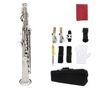 Saxofón Saxophone Latón plateado Sax Bb B Flat Saxofon Instrumento musical de viento de madera con estuche Guantes Accesorios de boquilla