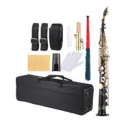 Saxofón Saxophone Recto De Latón Bb B, Patrón De Tallado Plano Con Estuche De Transporte, Accesorios Para Instrumento De Viento De Madera (Color : Bk)
