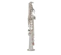 Saxofón Saxophone Si Bemol Recto Cuerpo Lacado En Oro Instrumento Musical Profesional Con Estuche Accesorios (Color : Silver)