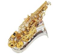 Saxofón Soprano Curvo Profesional B Estructura Dorada Plana Instrumento De Jazz Saxo Soprano profesional Saxofón (Color : Box)