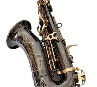 Saxofón Soprano Curvo Si Bemol Uno A Uno Patrón Grabado Latón Negro Níquel Oro Instrumento De Jazz Beginner Saxofón (Color : Cloth bag)
