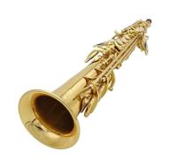 Saxofón soprano para principiantes, cuerpo de latón B, plano, recto, instrumento profesional con piezas y accesorios (E)