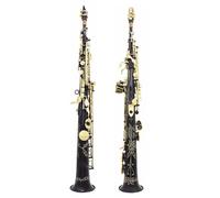 Saxofón soprano para principiantes, cuerpo de latón B, plano, recto, instrumento profesional con piezas de caja y accesorios (A)