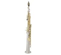 Saxofón soprano para principiantes, cuerpo de latón B, plano, recto, instrumento profesional con piezas y accesorios (D)